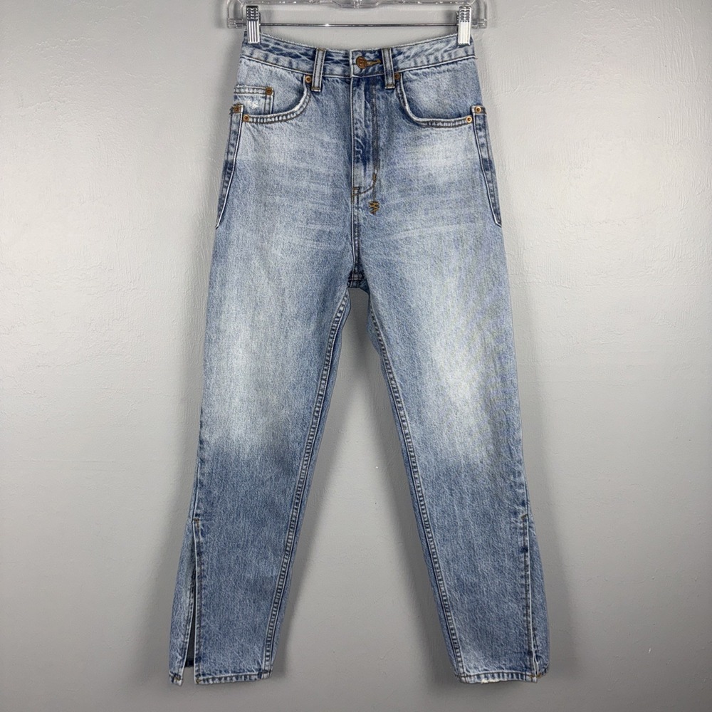 Ksubi Chlo Wasted Remixed Denim Cropped Jeans 24 Blue Distressed Split Hem